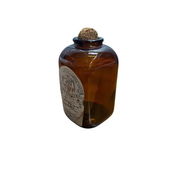 Vintage Levi Garrett & Sons Amber Snuff Bottle Jar Cork Scotch Rappee Empty - Picture 4 of 5